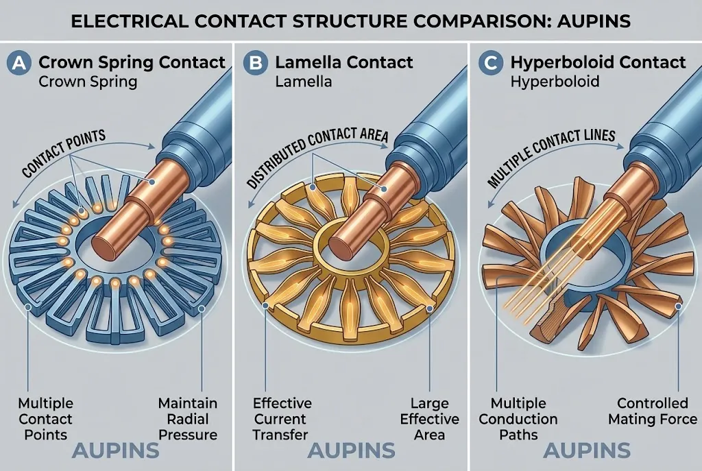 Crown Spring vs Lamella vs Hyperboloid Contacts